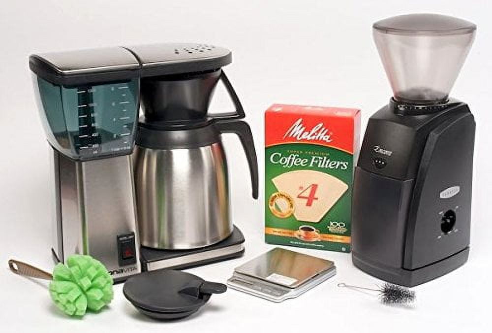 Grind & Brew Set 4 Items Baratza Encore Grinder, Bonavita BV1800TH Brewer, American Weigh
