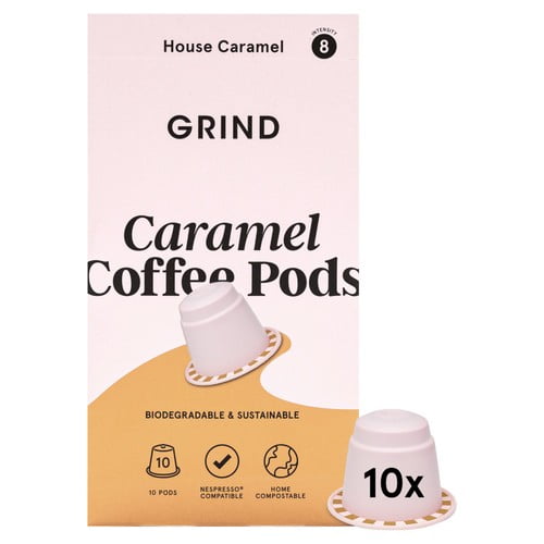 Grind Caramel Coffee Pods, 10 pods per pack, British Import (Pack of 3)