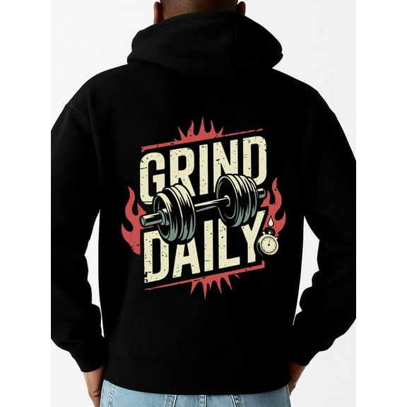 Grind Daily graphic hoodies fitness men machine washable black Casual Wear on Weekends high quality boxing dumbbel Casual Unisex Shirt Cotton tshirts Vintage Unisex Shirt Cotton tshirts