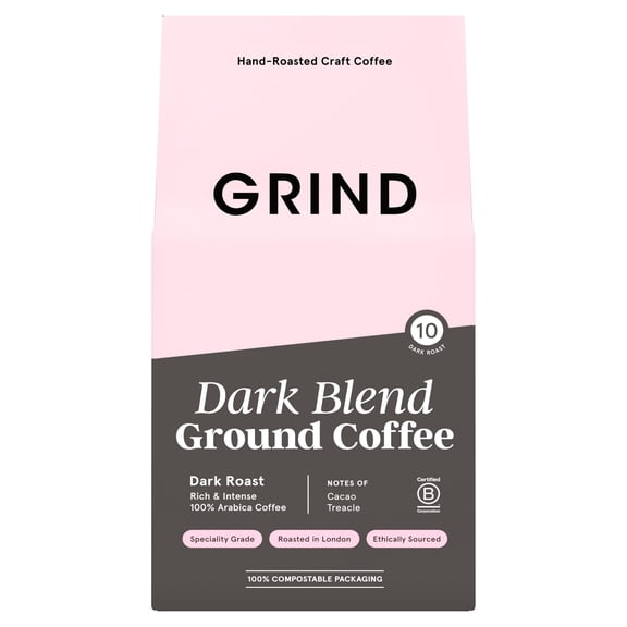 Grind Dark Blend Ground Coffee 200g, Imported from Britain