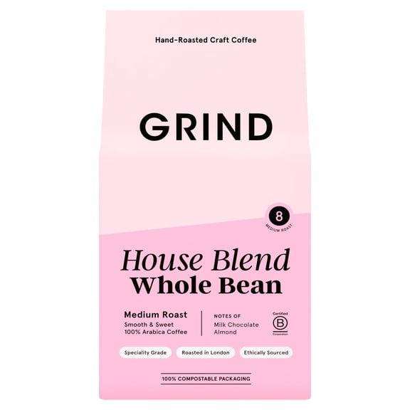 Grind House Blend Whole Bean Coffee 200g, Imported from Britain