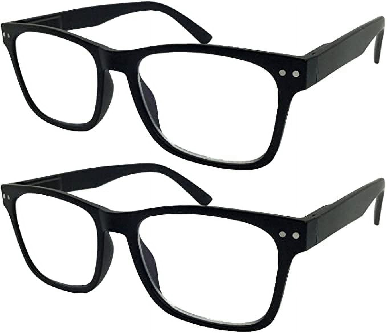 GRINDERPUNCH 2 Pack Reading Glasses Men Women Blue light Blocking Computer Readers Retro Fashion Eyeglasses - 2 Pack Black, 3.00