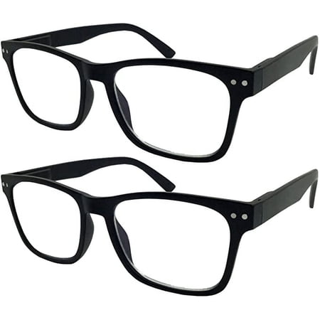 GRINDERPUNCH 2 Pack Reading Glasses Men Women Blue light Blocking Computer Readers Retro Fashion Eyeglasses - 2 Pack Black, 1.50