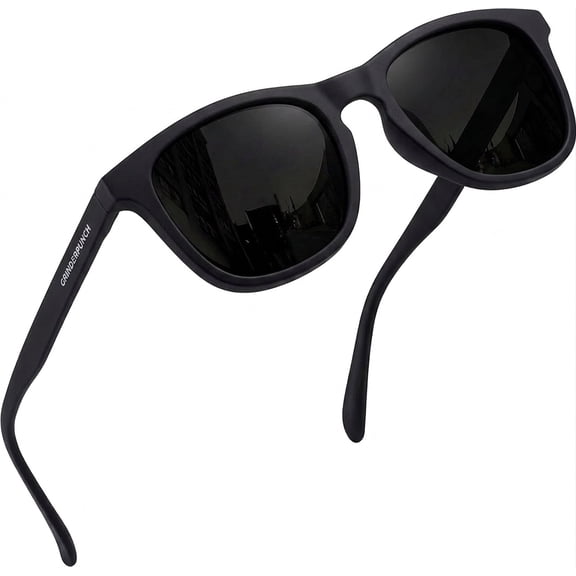 GrinderPUNCH Polarized Super Dark Sunglasses Women Men Black Out Shades Retro Trendy Sun Glasses UV400 Protection - Black Superdark