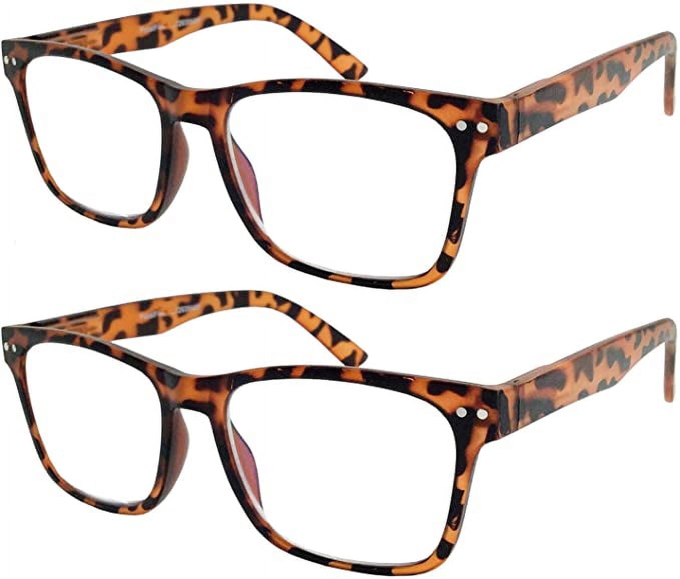 Grinderpunch Blue Light Blocking Reading Glasses for Men and Women, Retro Computer Readers, 2 Pack - Tortoise, 2.50
