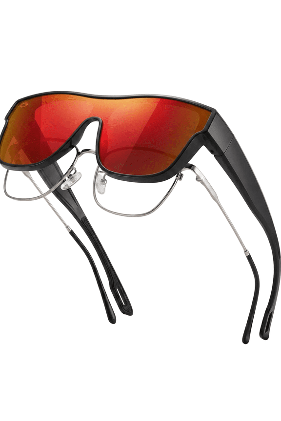 Cover-Ups Black Fit Over Sunglasses - Wrap Around Sunglasses - People Who Wear Prescription Glasses in the Sun - Red