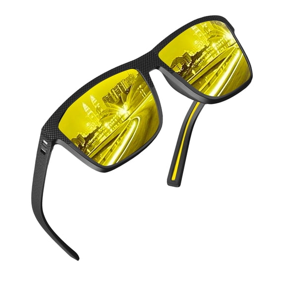Grinderpunch Night Vision Yellow Lens Glasses Anti Glare Driving Sun Glasses Polarized