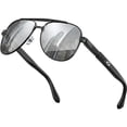thumbnail image 1 of Grinderpunch Polarized Aviator Sunglasses Men Women Retro Vintage Pilot Sun Glasses UV400 Protection - Gloss Silver, 1 of 10