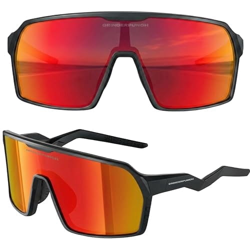 Grinderpunch Polarized Sports Sunglasses for Men Women UV Protection Shades for Baseball Running Cycling Skiing & Pickleball - Red