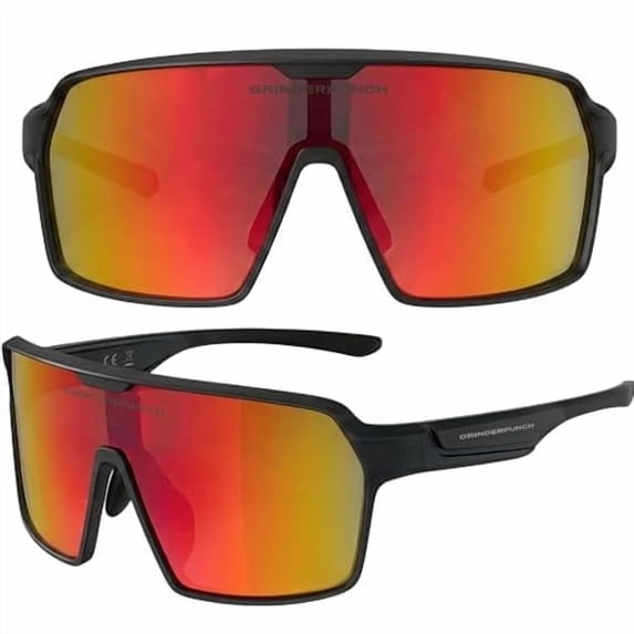 Grinderpunch Running and Baseball Sport Sunglasses for Men and Women, UV400 Protection - Red