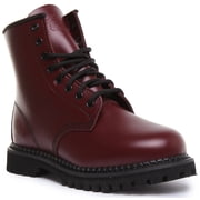 Grinders Cedric CS Unisex 8 Eyelet Lace Up Leather Ankle Boot In Cherry Size 7F