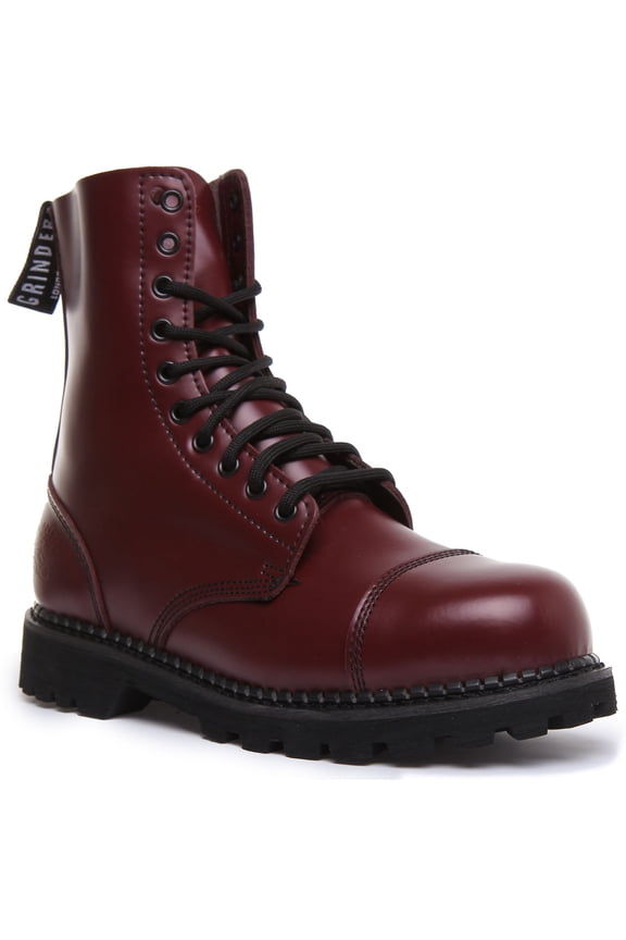 Hunter Men's 10 Eyelet Lace Up Leather Ankle Boot In Cherry Size 8