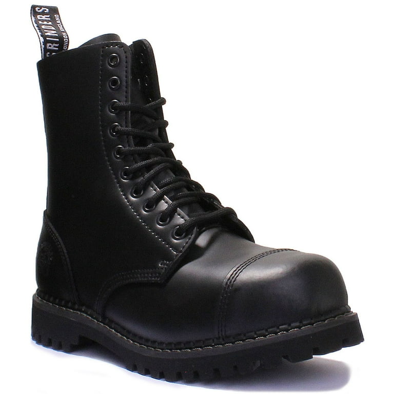 Black lace up steel toe boots sale