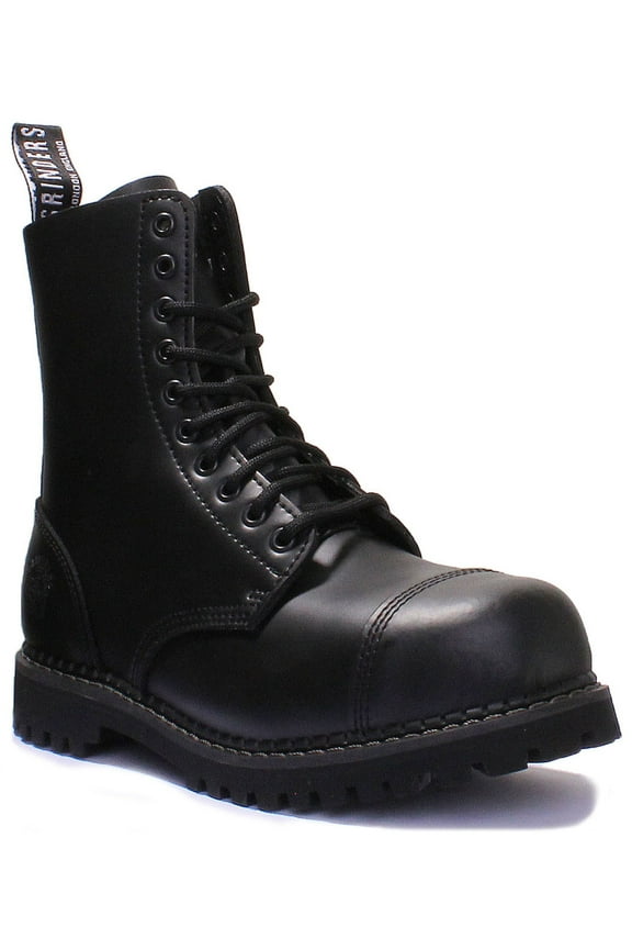 Stag CS Unisex 10 Eyelet Lace Up Steel Toe Leather Boots In Black Size 6F