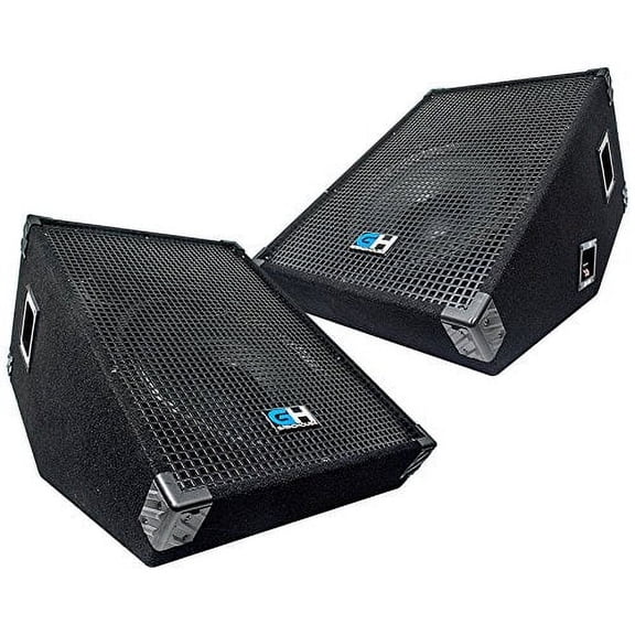 Grindhouse Speakers - GH15M-Pair - Pair of 15 Inch Passive Wedge Floor / Stage Monitors 400 Watts RMS each - PA/DJ Stage, Studio, Live Sound 10 Inch Monitor