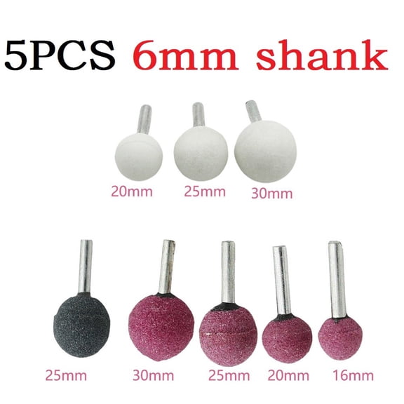 Grinding Head 5Pcs Ball Shaped Ceramic Grinding Head Bit Set With 6Mm Shank For Furniture Handicrafts And Molds 6X30Mm White Smile Home