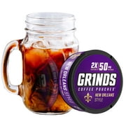 Grinds Coffee Pouches | 10 Cans of New Orleans Style | Tobacco/Nicotine Free | 50 mg of Caffeine