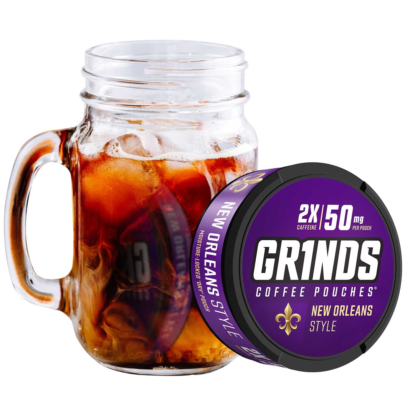 Grinds Coffee Pouches 3 Cans of New Orleans Style Tobacco/Nicotine