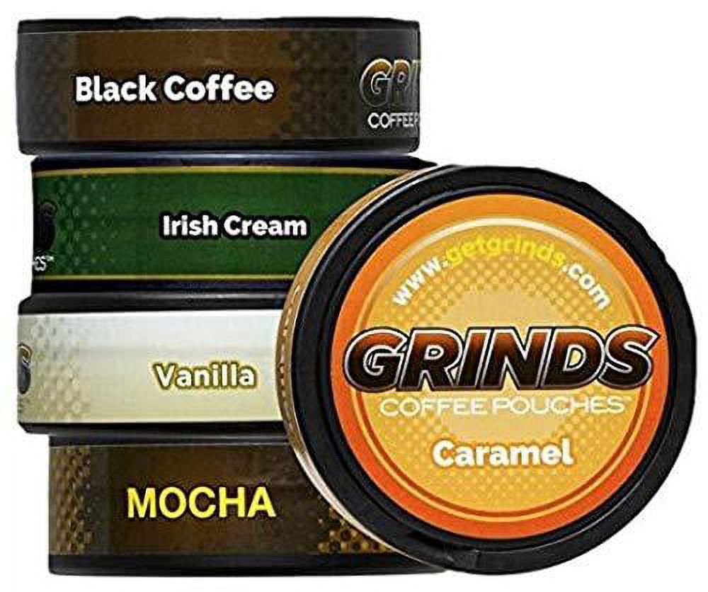 Grinds Coffee Pouches 5 Can Sampler Black Coffee, Irish Cream
