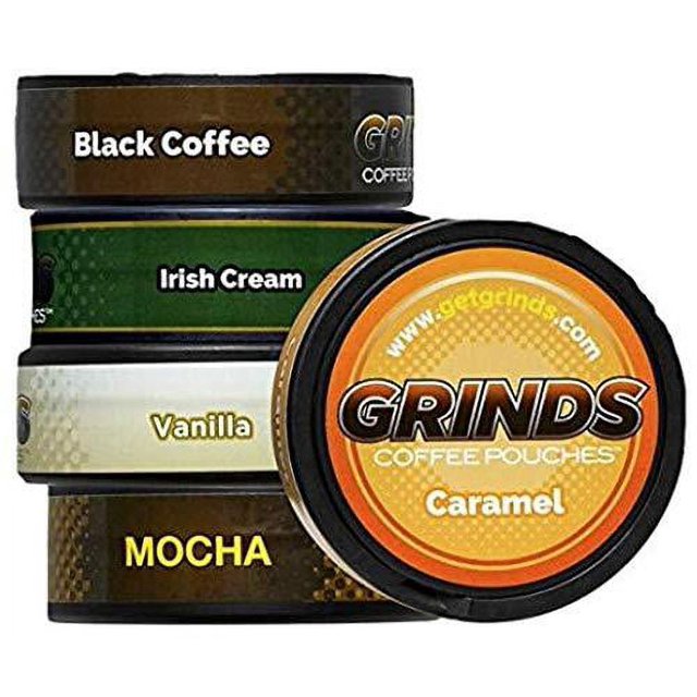 Grinds Coffee Pouches 5 Can Sampler Black Coffee, Irish Cream