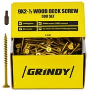 Grindy Deck Screws #9 x 2 1/2’’ (300pack/2.6LBS)) - Rust Resistant I Self Drilling Wood Screws I T20 Star Drive I Bit Included
