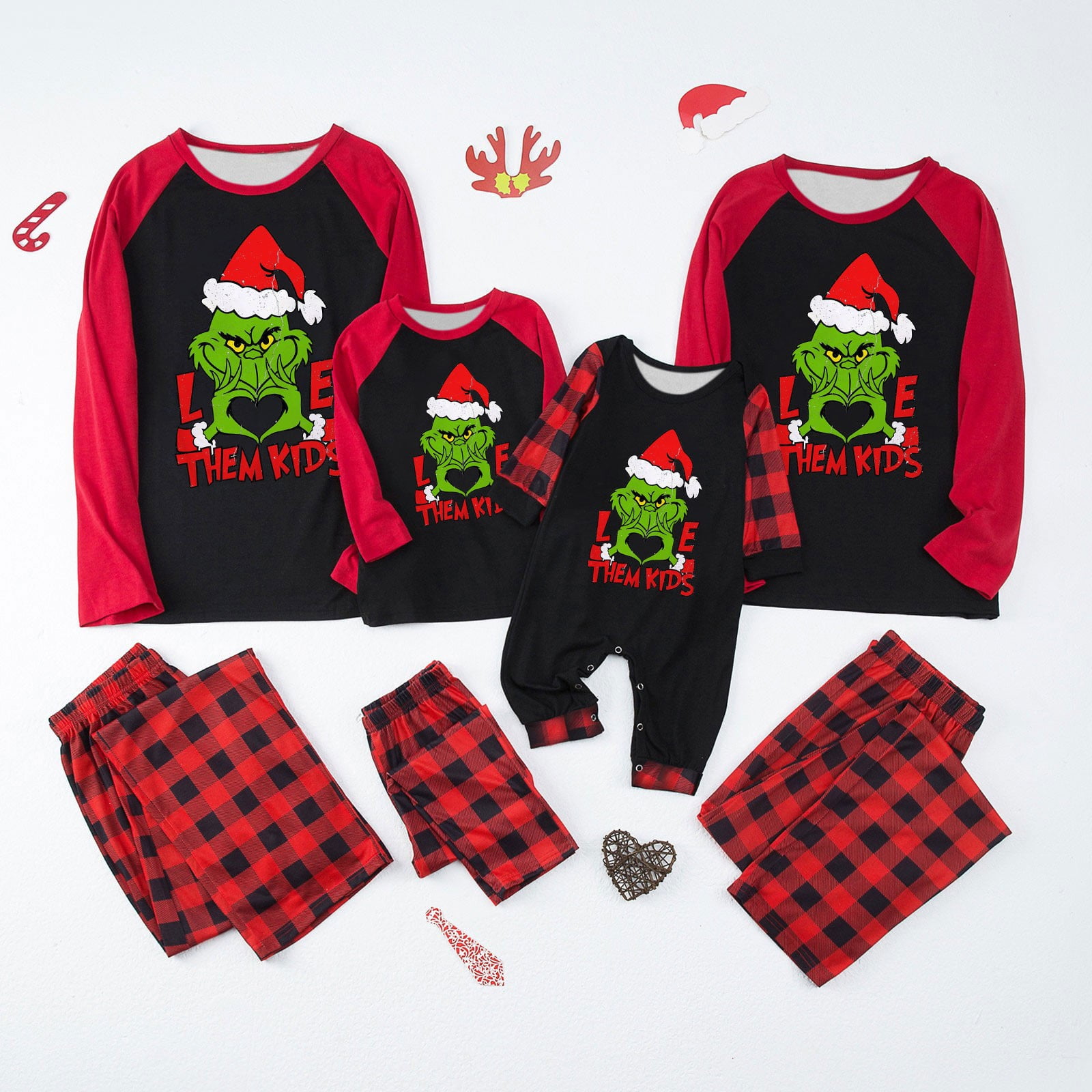 Grinkin Christmas Family Pajamas Matching Sets Matching Family Outfits ...