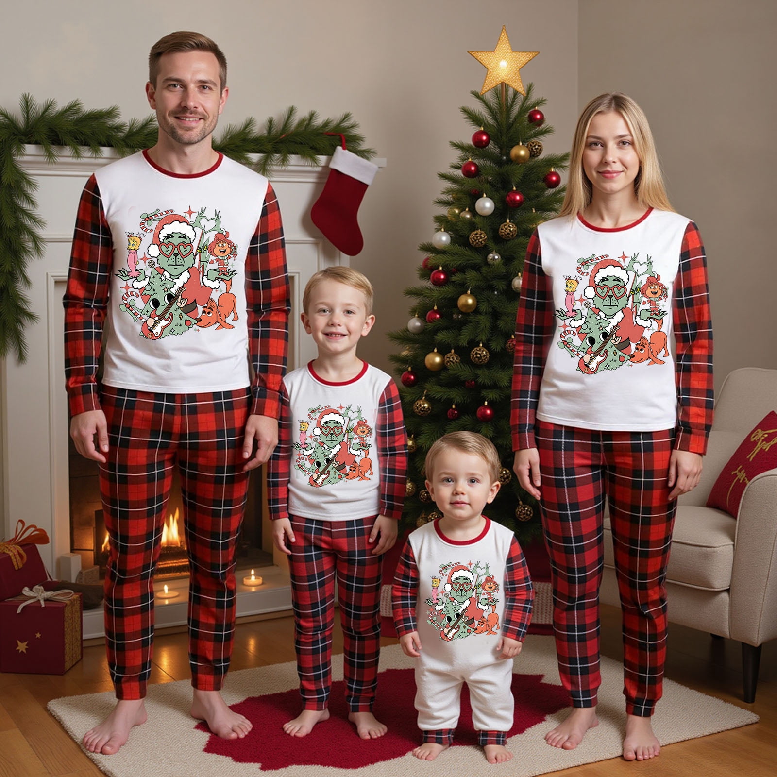 Grinnch Family Christmas Pajamas Matching Sets - Festive Matching ...