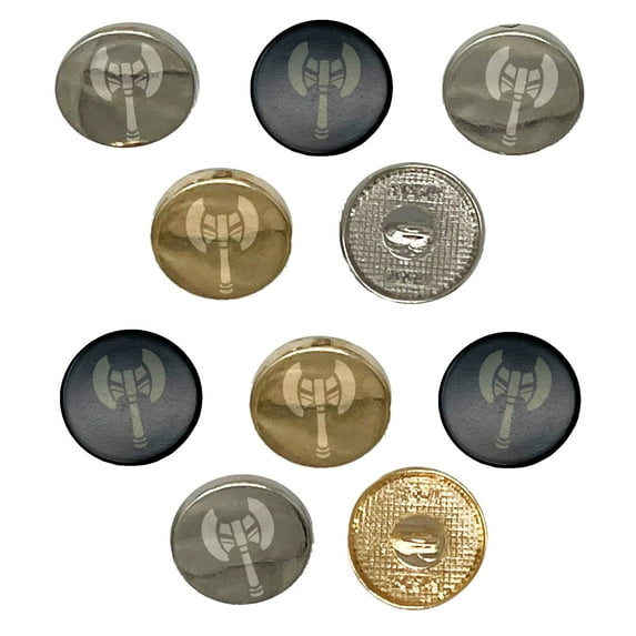 Grinning Cheshire Cat Set of 10 Metal 0.6" (15mm) Sewing Shank Round Buttons - Black Color