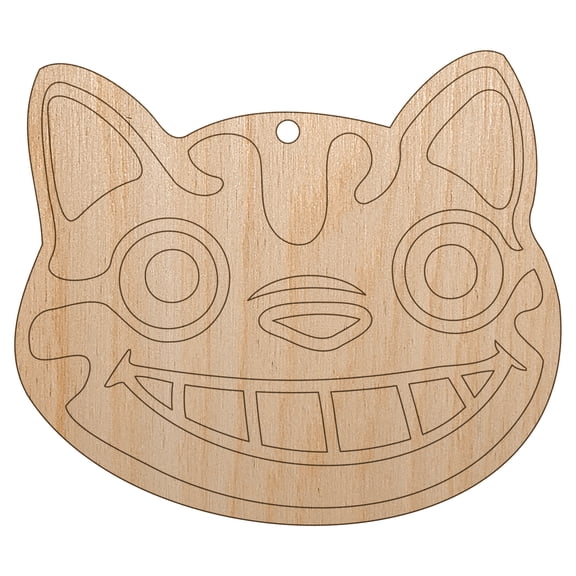 Grinning Cheshire Cat Wood Holiday Christmas Tree Ornament Unfinished DIY Pre-Drilled Craft