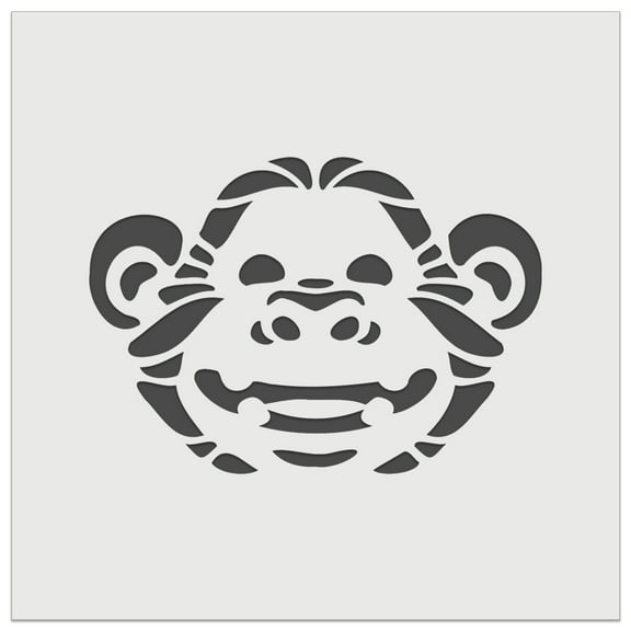 Grinning Chimpanzee Ape Monkey Face DIY Cookie Wall Craft Stencil - 3.5 Inch