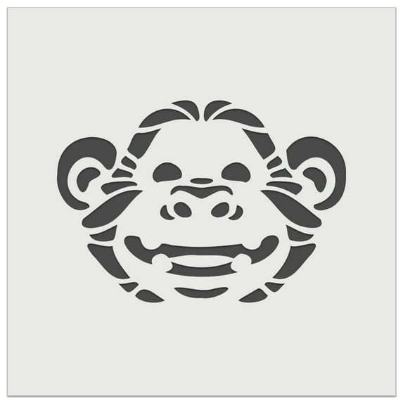 Grinning Chimpanzee Ape Monkey Face DIY Cookie Wall Craft Stencil - 7.0 Inch