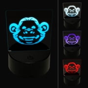 Grinning Chimpanzee Ape Monkey Face LED Night Light Sign 3D Illusion Desk Nightstand Lamp