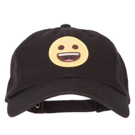 Grinning Icon Patched Unstructured Washed Cap - Black OSFM