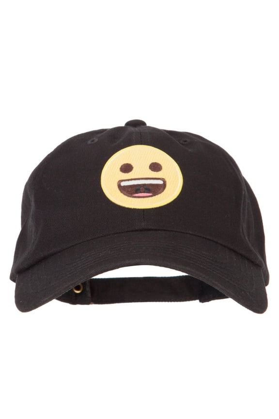 Grinning Icon Patched Unstructured Washed Cap - Black OSFM
