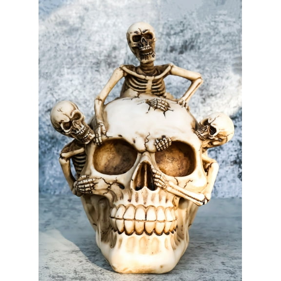 Grinning Jointed Cranium Skull With Triple Threat Skeletons Ossuary Figurine