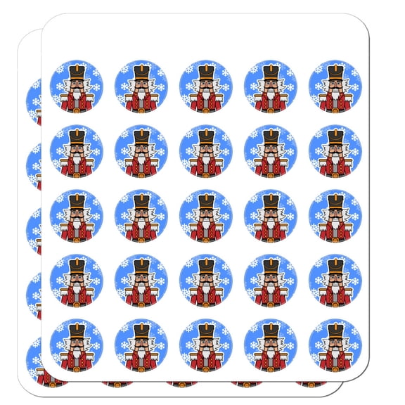Grinning Nutcracker Soldier with Snowflakes Planner Calendar Scrapbooking Crafting Stickers