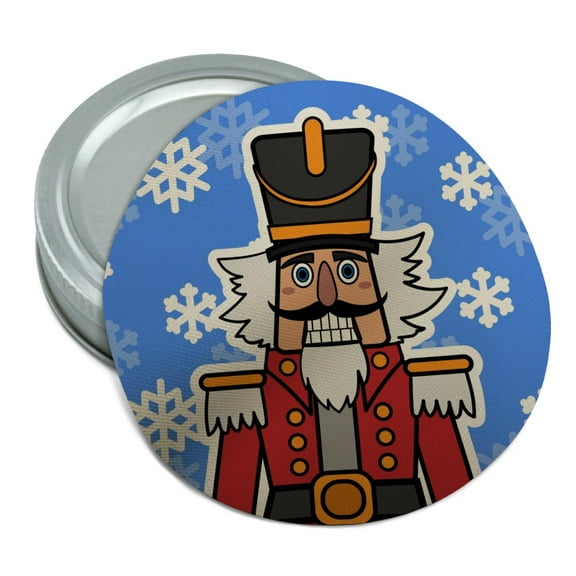 Grinning Nutcracker Soldier with Snowflakes Round Rubber Non-Slip Jar Gripper Lid Opener