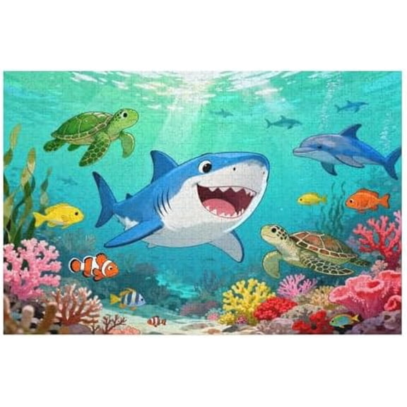 Grinning Shark 500 Piece Jigsaw Puzzle for Women, Marine Life Undersea World Puzzle, Educational and Colorful Puzzle Game for Women and Men, 20.5x15 in