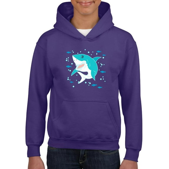 Grinning Shark Kids Art Hoodie Juniors -Image by Shutterstock, Small