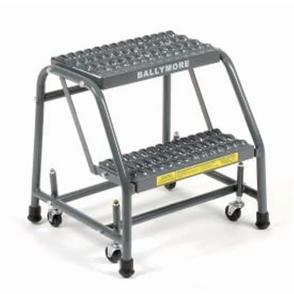 Grip 16 in. 2 Step Steel Rolling Ladder 10 in. Top Step - Gray