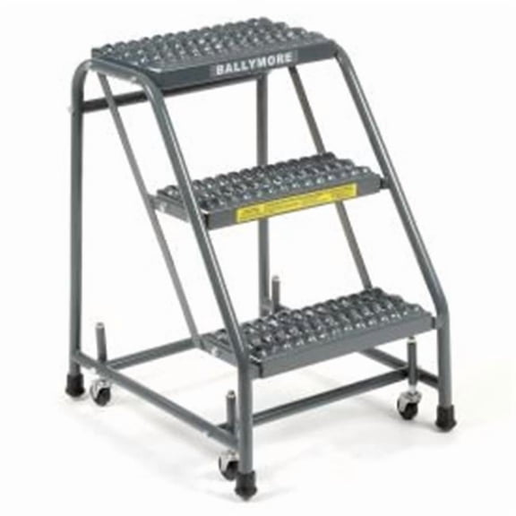 Grip 16 in. 3 Step Steel Rolling Ladder 10 in. Top Step - Gray