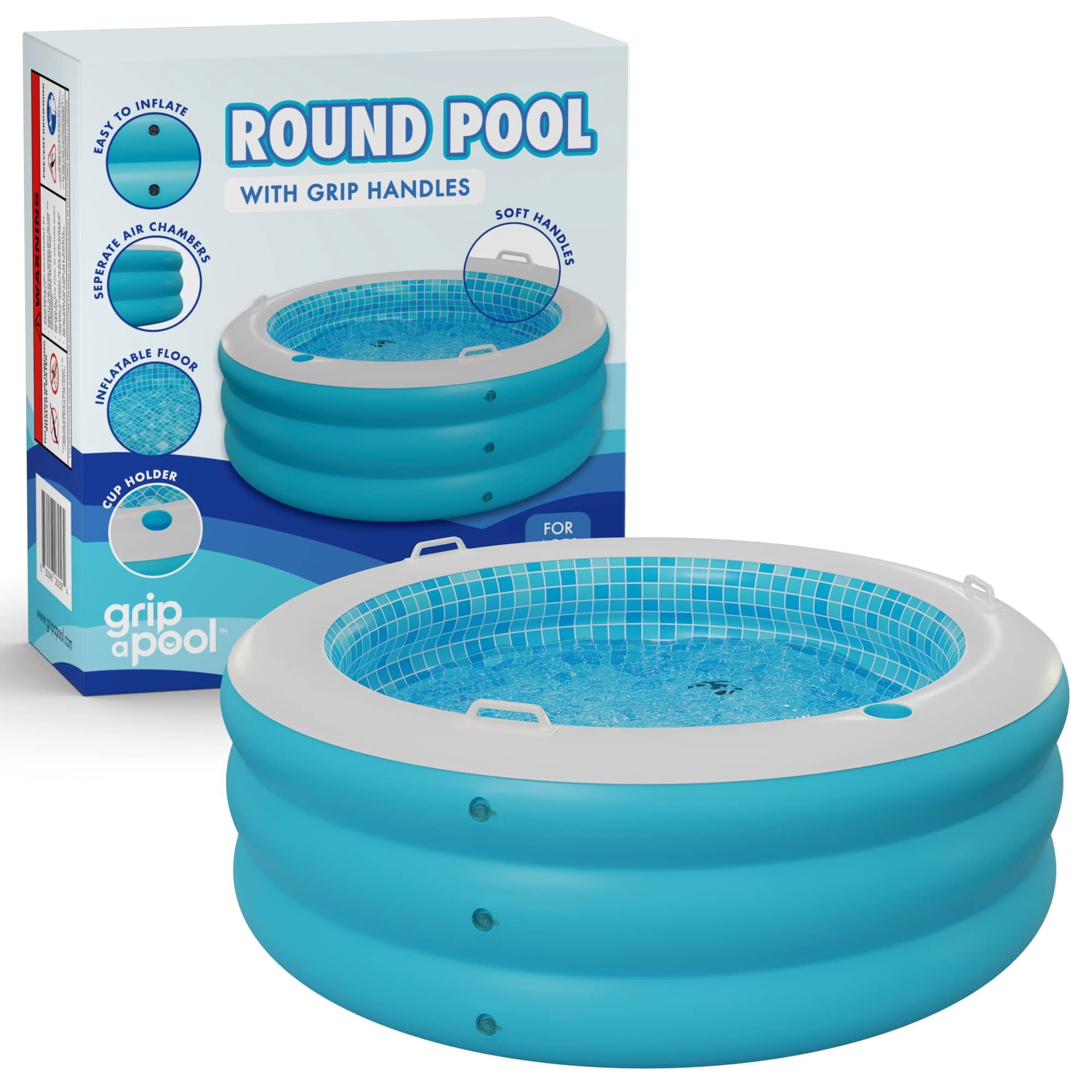 Grip A Pool Inflatable Kiddie Pool Round Blow Up 60" x 22"