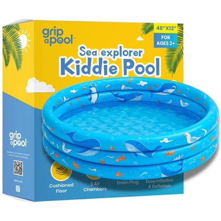 Inflatable Kiddie Pool for Toddlers, 48"X12" Round Plastic Blow Up Kids Swimming Pool, Outdoor Water Play, Ball Pit Toys for Kids Age 2 3 4 5,