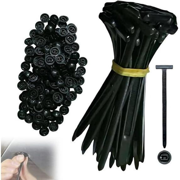 Grip Auto Zip Tie Buckles, Nylon Universal Cable Tie Buckle, Self-Locking Push Mount Clips, Heavy Duty Zip Ties for Car Fender, Wire Bundling, Repair Use(150PCS)