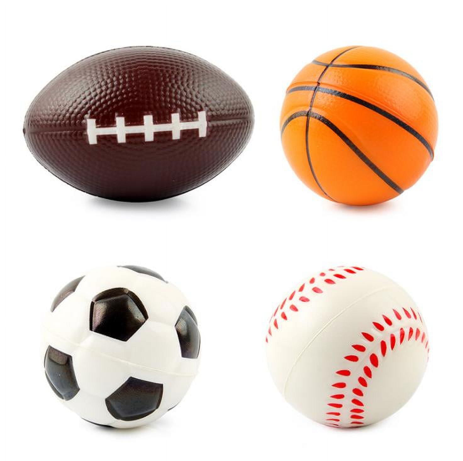 Grip Ball Mini Sports Pack Set of 4 Soft PU Balls for Children Baseball, Basketball, Football