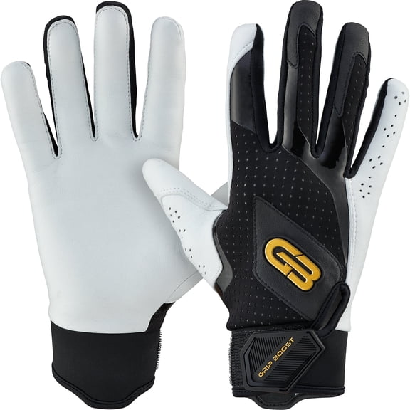 Grip Boost Black Loaded Baseball Batting Gloves with Boost Plus Leather