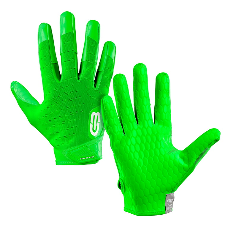 Grip Boost DNA Football Gloves with Engineered Grip - Adult Sizes (LARGE,  LIME) 