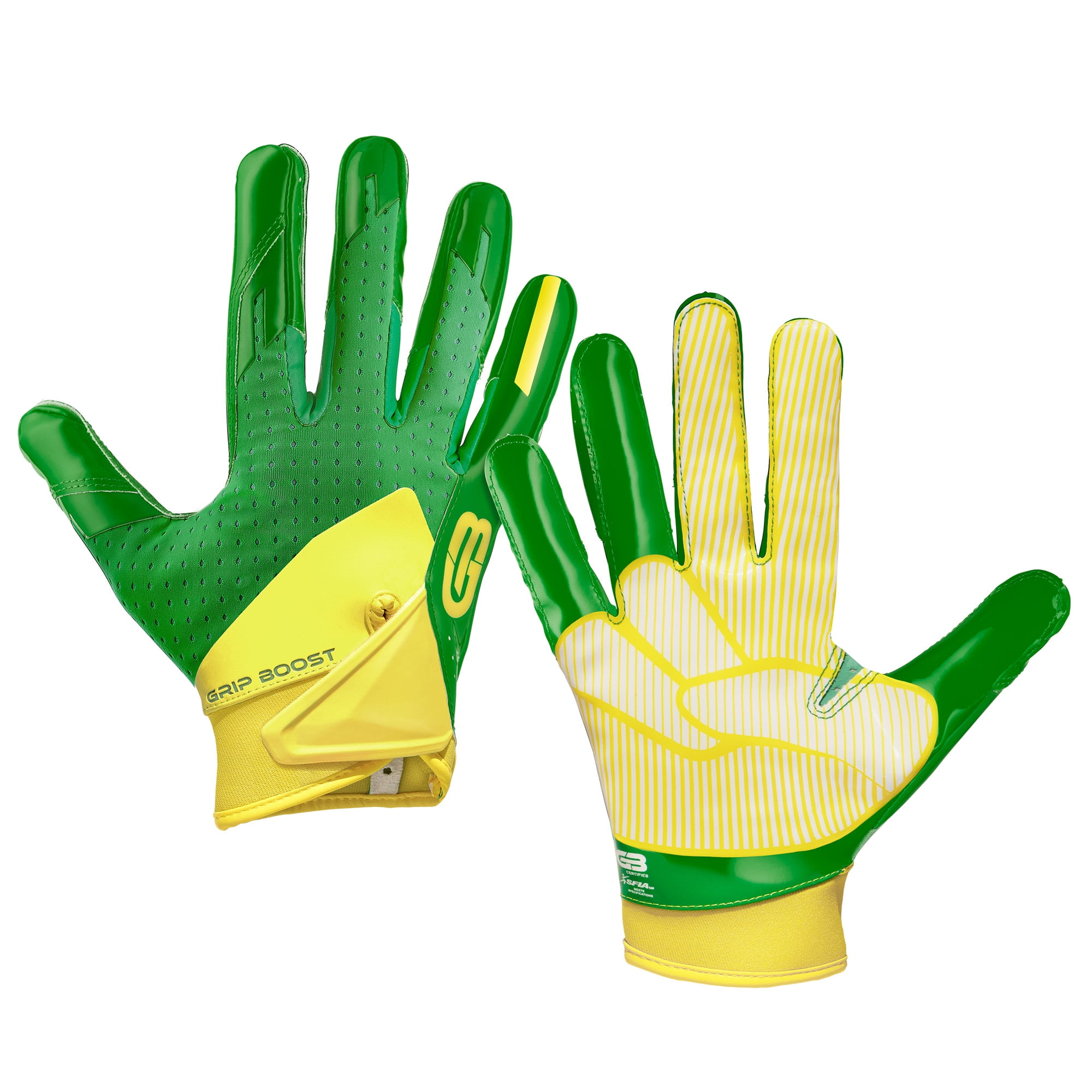 Grip Boost Peace Football Gloves Pro Elite - Adult Sizes (Lemon-Lime ...