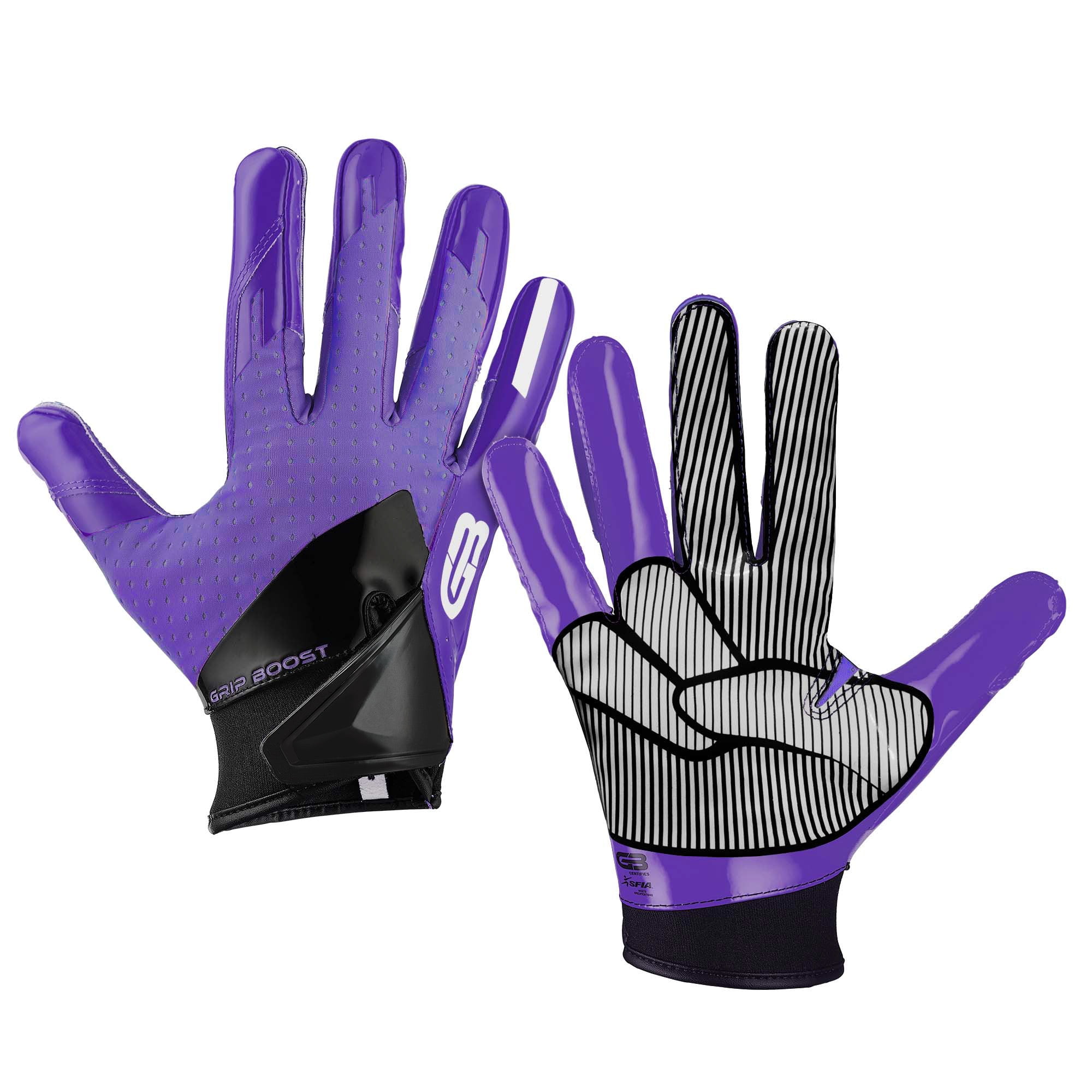 Black and purple football gloves on sale