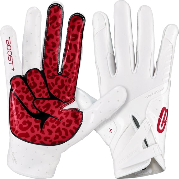 Grip Boost Peace Stealth 6 Boost Plus Football Gloves - White/Crimson
